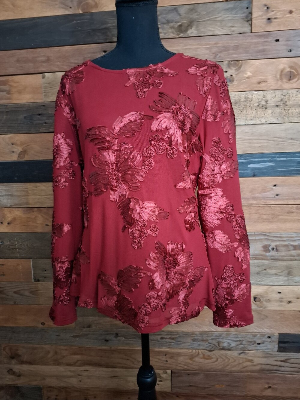 NWT PrettyGarden Mesh Floral Embroidered Top - XL